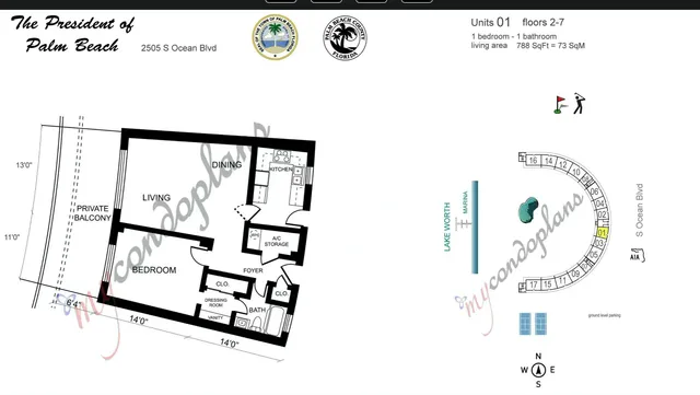 $3,000 | 2505 South Ocean Boulevard, Unit 403, Palm Beach, FL 33480