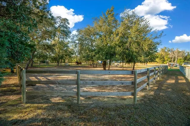 a view of backyard with green space