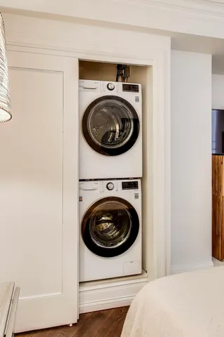 a utility room with dryer and washer