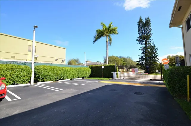 a street view with a garden