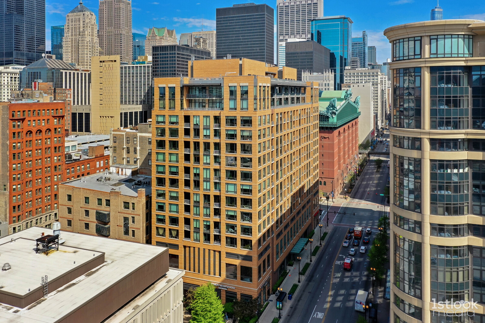 a front view of a building