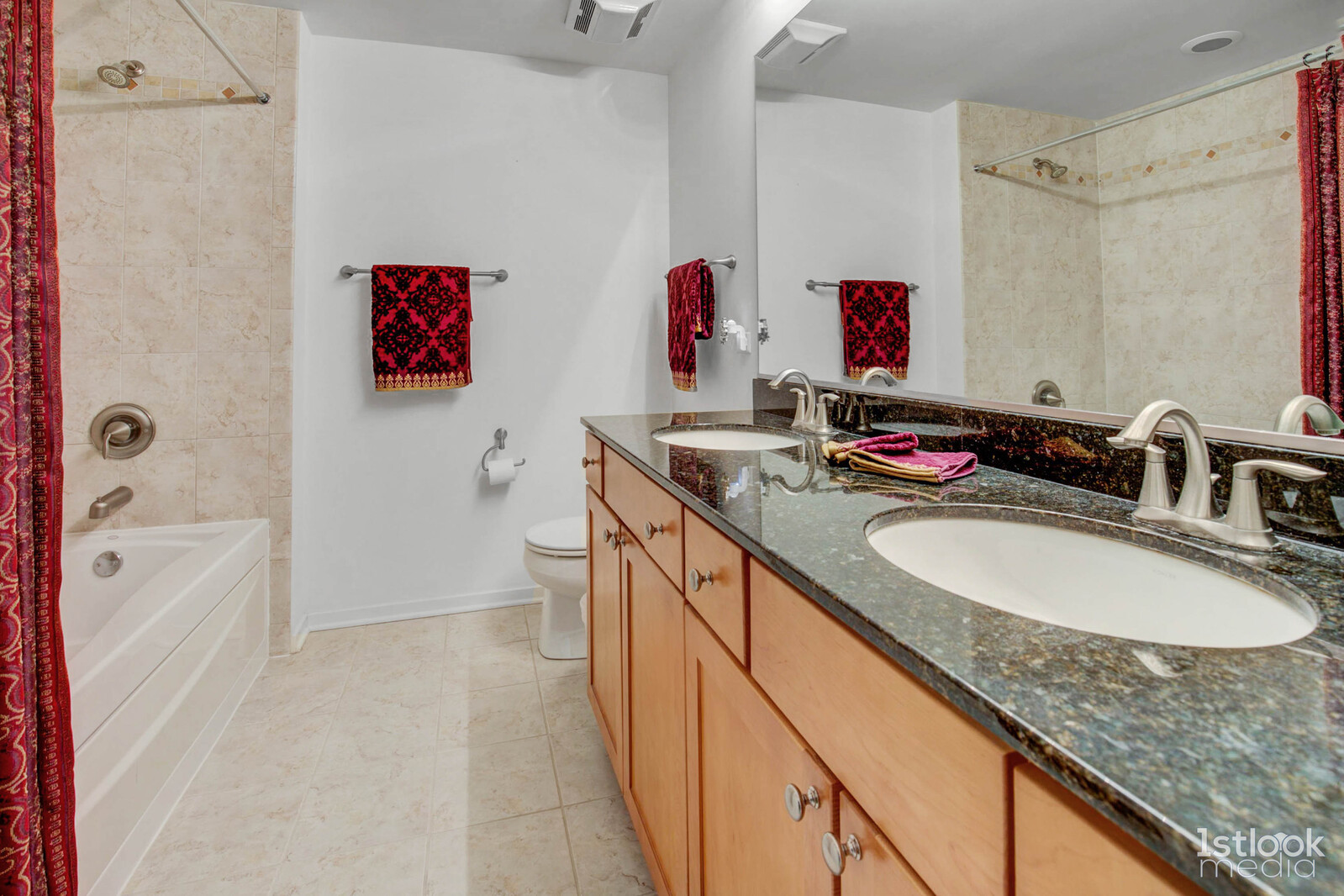 520 South State Street, Unit 1103 Chicago, IL 60605 - Photo 27 of 43 a bathroom with a granite countertop sink and a mirror