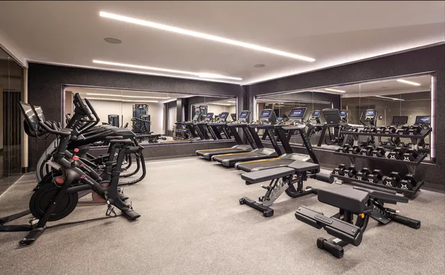 a view of a room with gym equipment