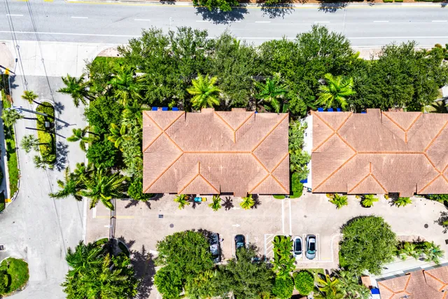 a view of a lake with a garden