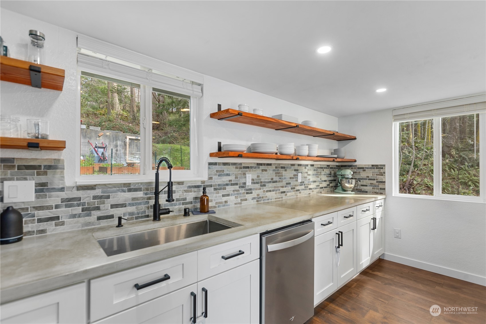 2097 Gull Way Camano Island, WA 98282 - Photo 5 of 35 a kitchen with a sink and large window