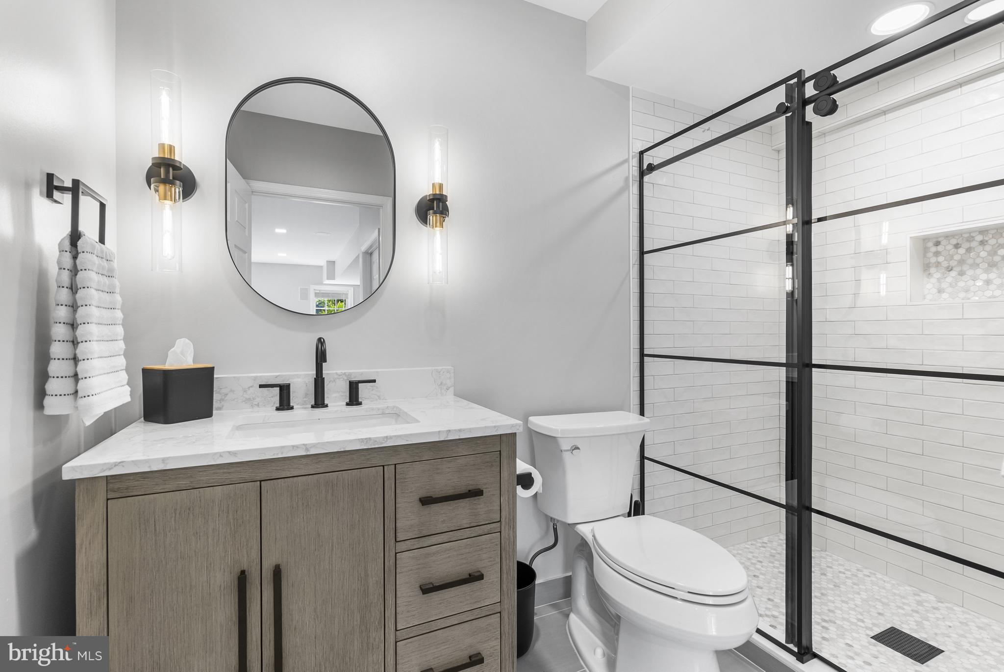10205 Deep Skies Drive Laurel, MD 20723 - Photo 26 of 40 a bathroom with a toilet a sink and a mirror
