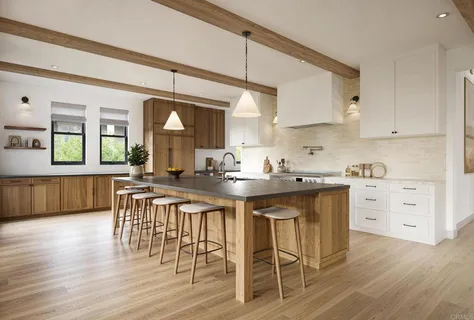 a kitchen with stainless steel appliances granite countertop a table chairs stove and cabinets