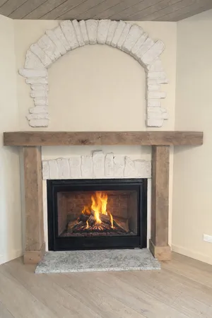 a fireplace with a fireplace