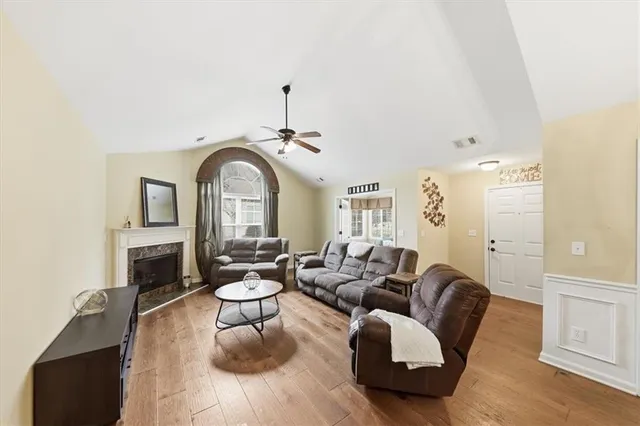 a living room with furniture