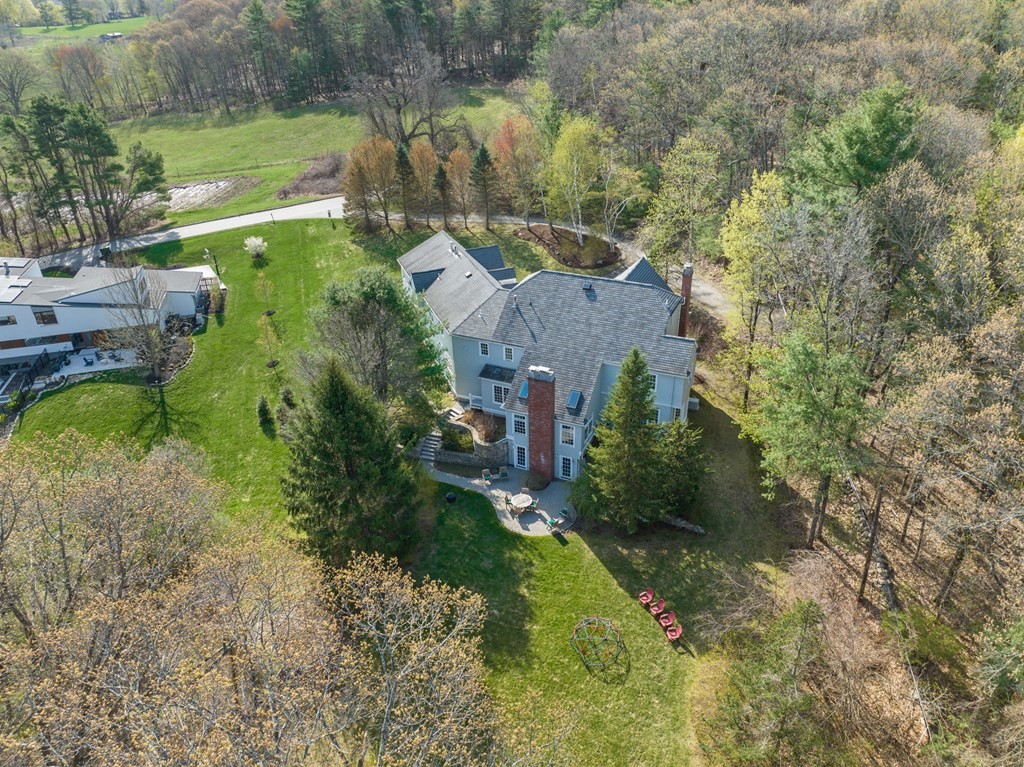 10 Forest Hill Road Wayland, MA 01778 - Photo 39 of 41 an aerial view of a house with a yard basket ball court and outdoor seating