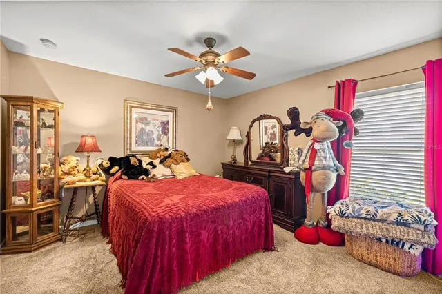 a bedroom with a bed and closet