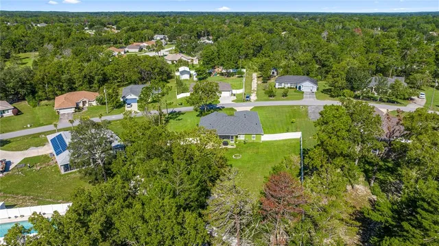 an aerial view of a house