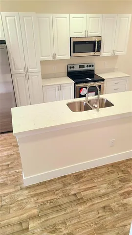 a view of a kitchen counter top space
