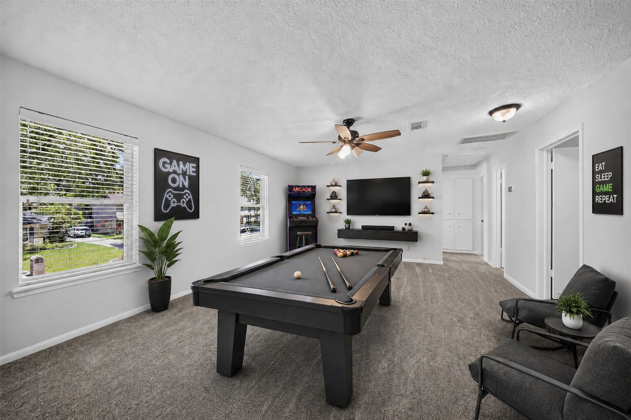5211 Nodaway Lane Spring, TX 77379 - Photo 13 of 41 Digitally Enhanced Image. Gameroom on 2nd floor. Ample space for recreational activities including a pool table.