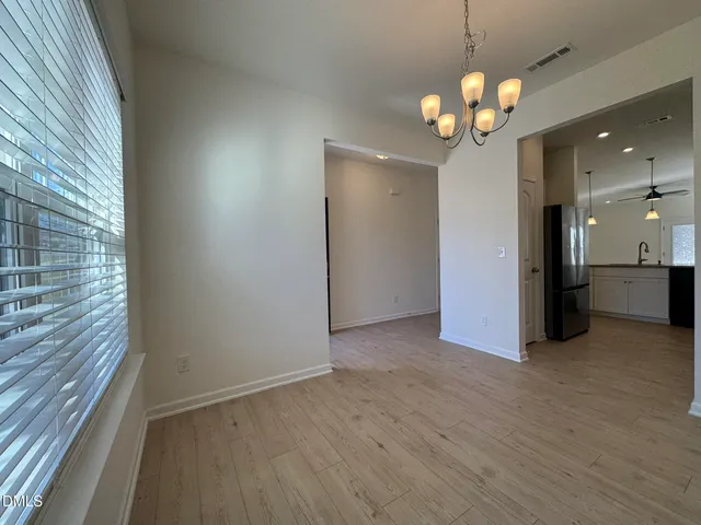 a view of a livingroom with a chandelier