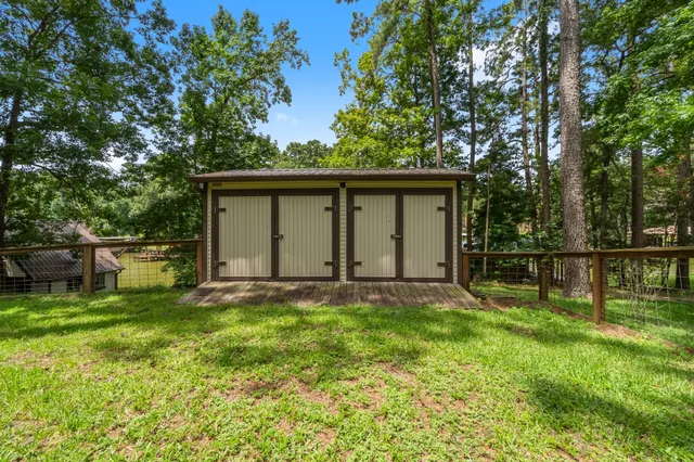 a view of a lake from a yard