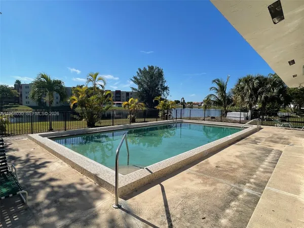 a view of an outdoor space and swimming pool