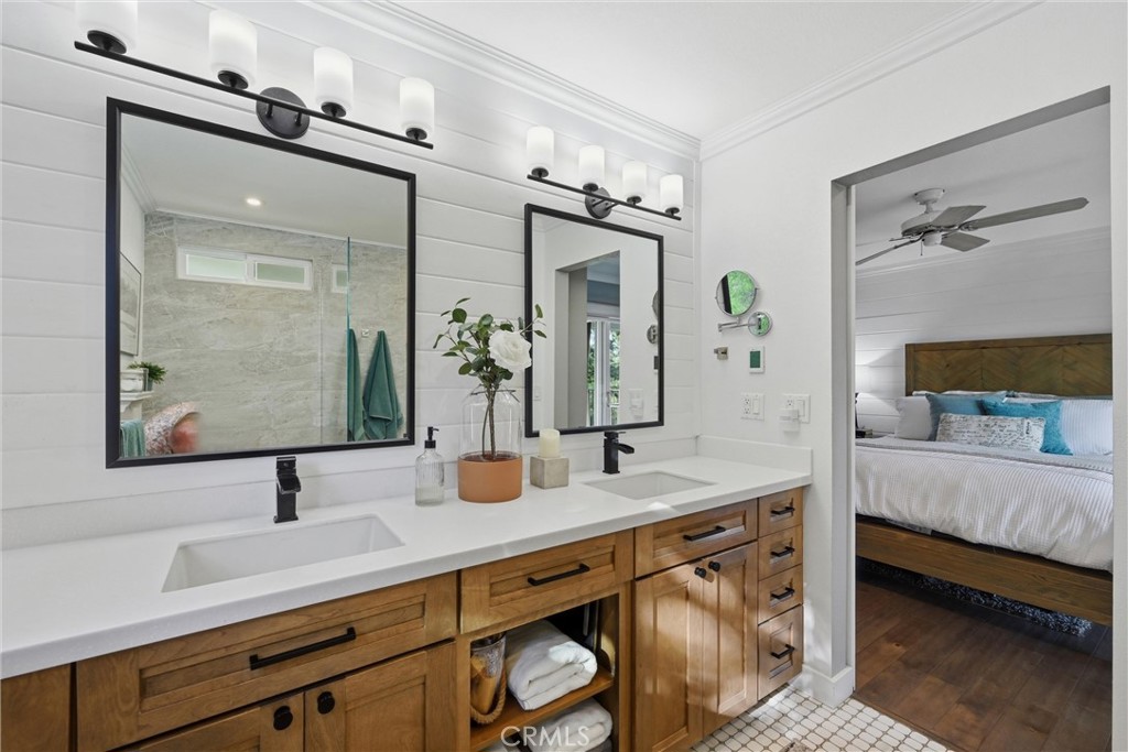 17432 Greenridge Road Hidden Valley Lake, CA 95467 - Photo 38 of 72 a bathroom with a sink and a mirror