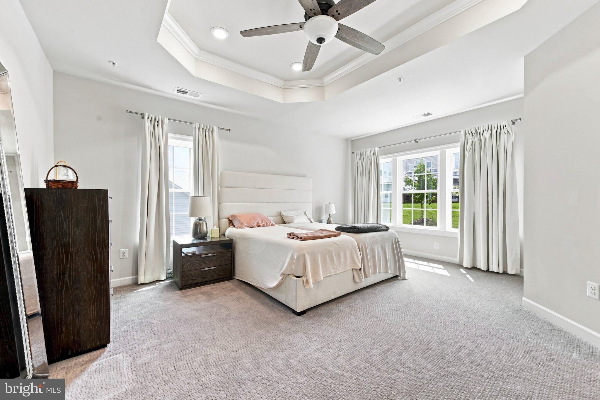 801 Stonecliffe Road Malvern, PA 19355 - Photo 17 of 30 Primary bedroom with ceiling fan and tray ceiling