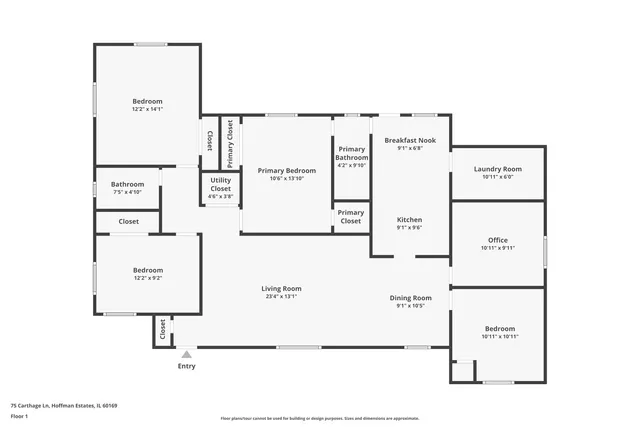 $439,000 | 75 Carthage Lane, Hoffman Estates, IL 60169