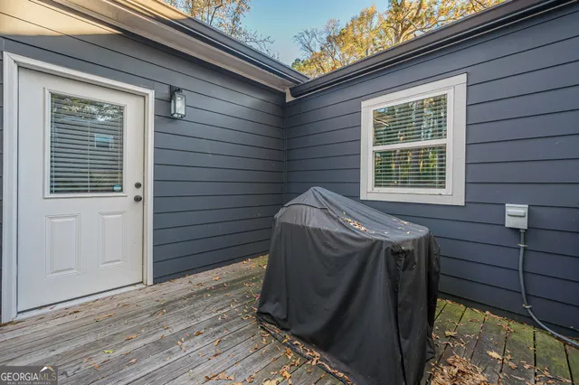a view of a wooden deck