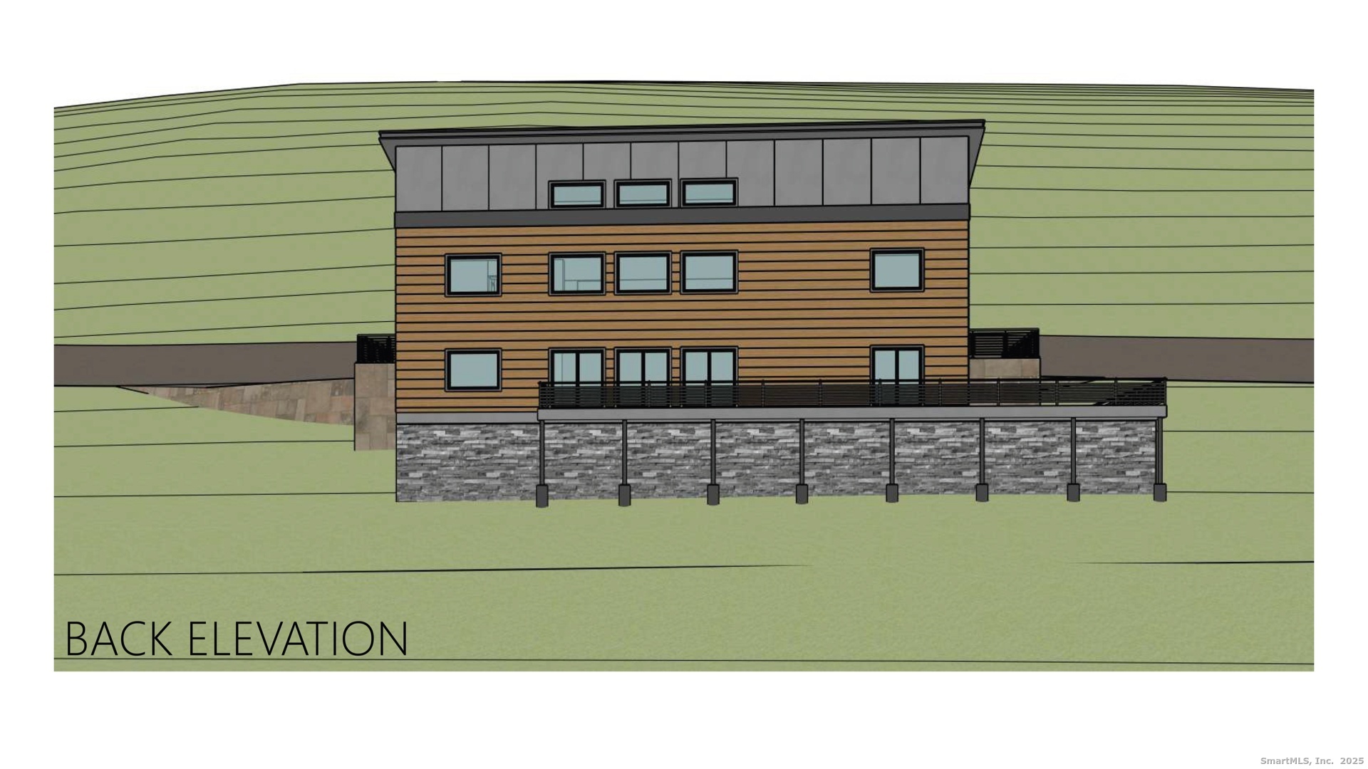 31 B June Road Washington, CT 06777 - Photo 4 of 20 Rear elevation rendering facing Lake Waramaug with expansive windows and deck.