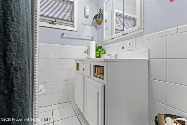 a close view of a refrigerator and microwave