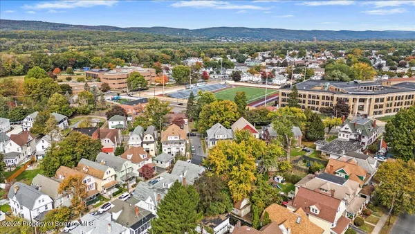 a view of city and mountain