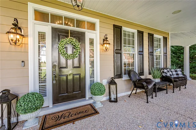 a building outdoor space with patio furniture