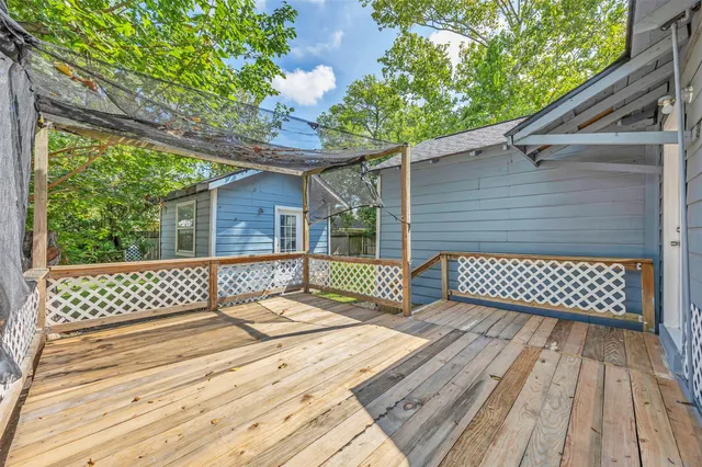 a view of a wooden deck