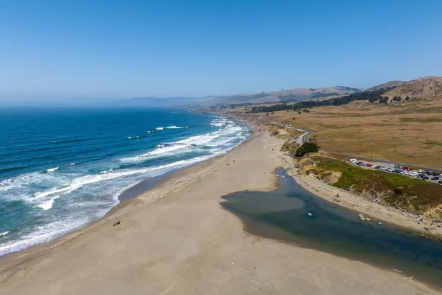 a view of a water with an outdoor seating