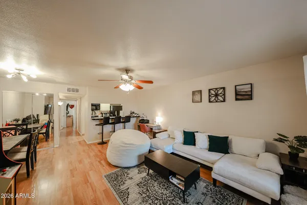 a living room with furniture