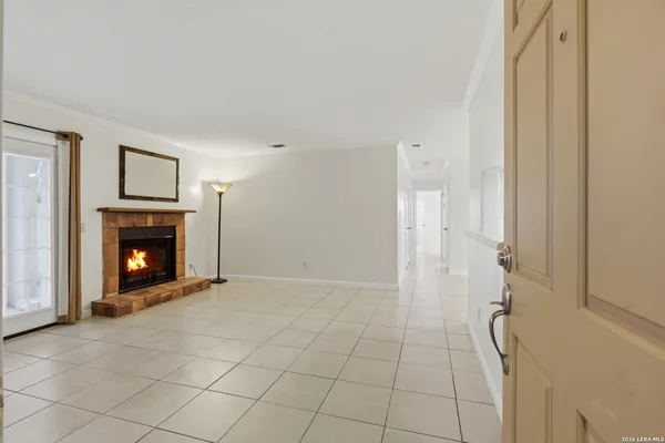 a view of a livingroom with a fireplace
