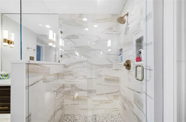 a bathroom with a shower