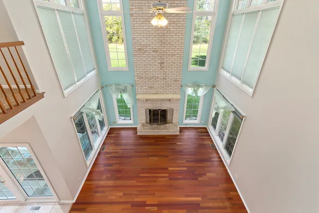 a view of a golf course with a lake