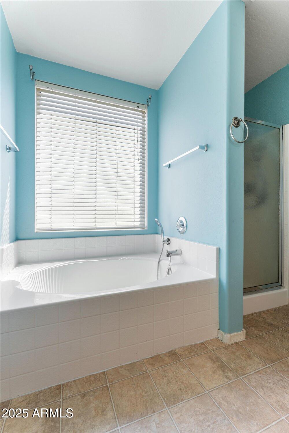 12745 West Calavar Road El Mirage, AZ 85335 - Photo 30 of 56 a spacious bathroom with a bathtub and a shower