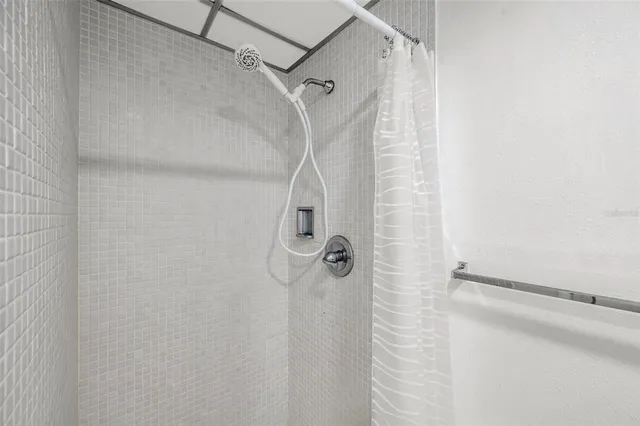 a view of a park with large trees