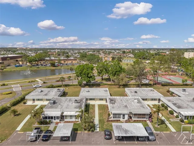 an aerial view of residential building with outdoor space