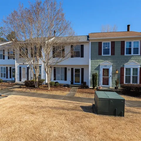 a front view of a building with street