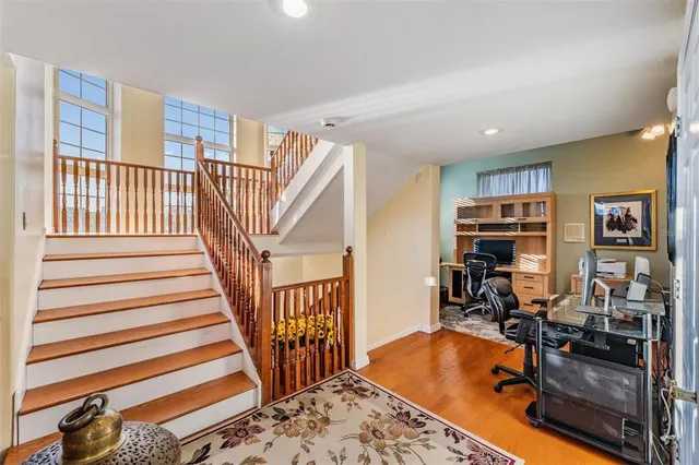 a view of a workspace with furniture