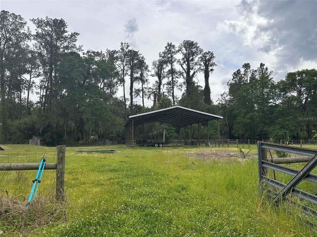 6800 Northeast 175th Street Road Citra, FL 32113 - Photo 21 of 27 a view of a swimming pool with a yard and trees