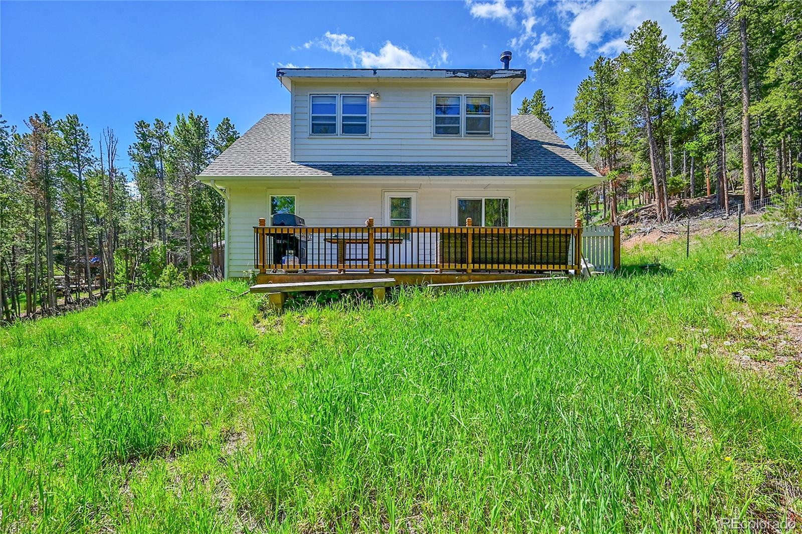9092 South Gray Lane Conifer, CO 80433 - Photo 17 of 23 a view of a house with a yard and sitting area