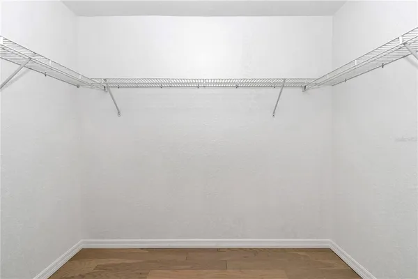 a view of a room with racks on the wall
