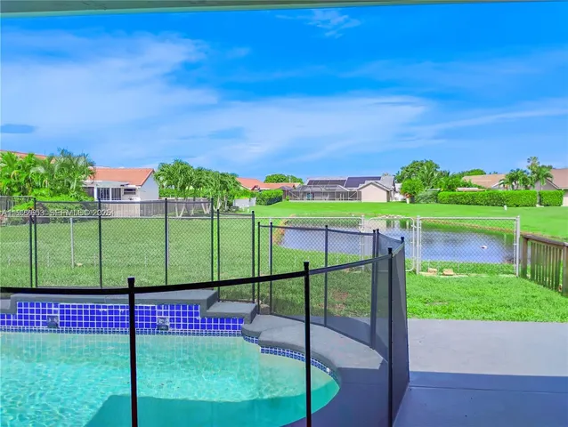 a view of a park with a slide