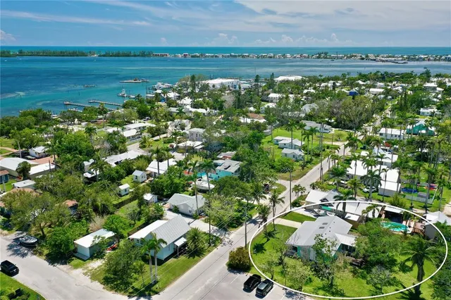 a view of a lake with a city