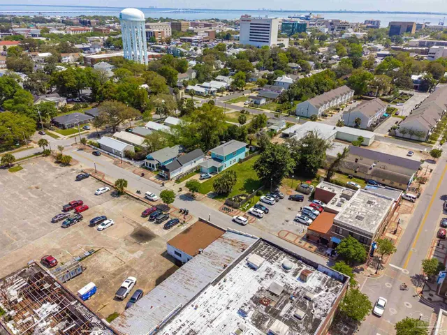 an aerial view of a city with lots of residential buildings