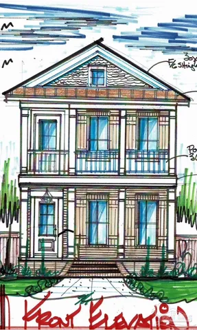 front view of a brick building