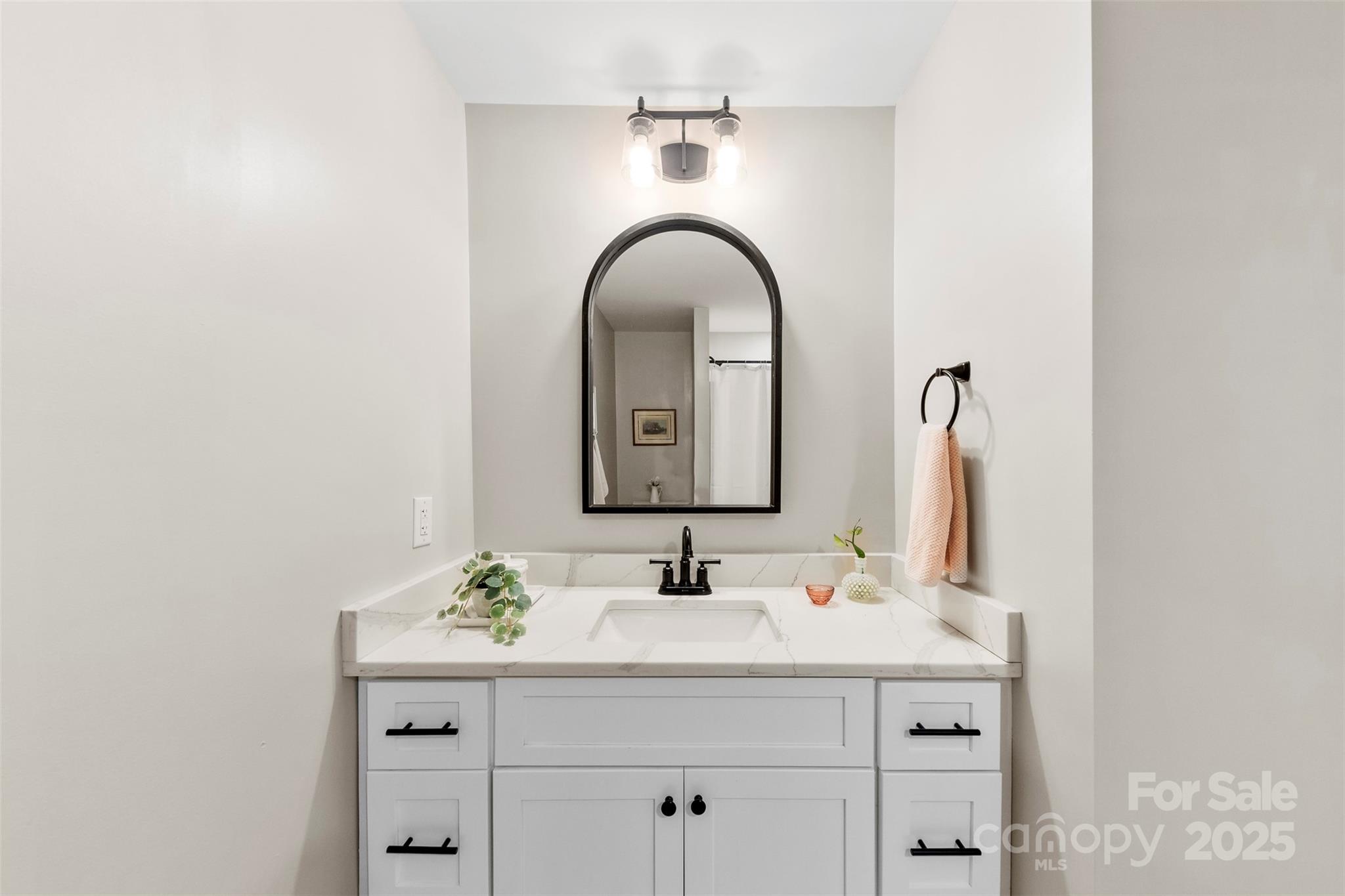 411 South Battleground Avenue Kings Mountain, NC 28086 - Photo 17 of 38 a bathroom with a sink and a mirror