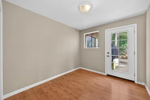 an empty room with windows