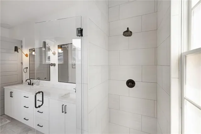 a bathroom with a shower